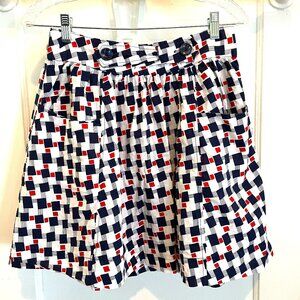 Women's Tulle Los Angeles Mod Print Skirt | White| Red | Blue| Size Small